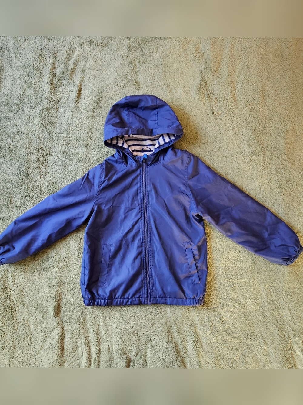 Kids Lightweight Fall Coat Navy Blue Hooded Windbreaker Jacket Carters Size 5/6